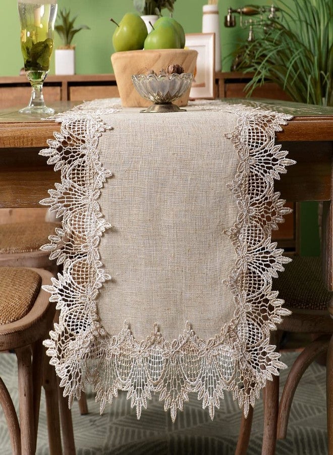 ARTABLE Grey Table Runner Coffee Farmhouse Rustic Macrame Dresser Scarf Lace Small Table Runners for Kitchen Home Outdoor Picnic Wedding Decor (Stone Grey, 16 x 70 Inch) - Image 1